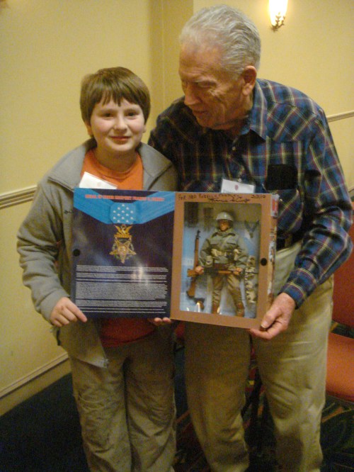 Francis Currey MOH and Ned Rozell March 2010-Ned is friends with the last WWII Medal of Honor recipient in NY and NE, Frances Currey. Yes, the special edition GI Joe he signed for Ned is  19 yr. old Frank!