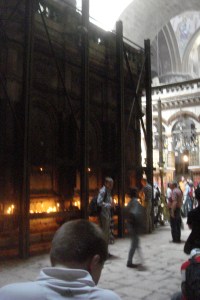 Son at Christ's Tomb, Jerusalem.