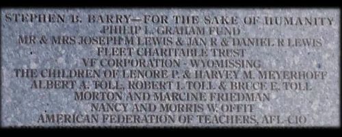 Steve's name on the wall of donors, USHMM, unveiled April 29, 2014.