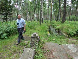 Matthew Rozell and the ruins at Belsen, 7-5-2013. Jerrilyn Miller photo.