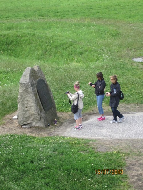 Memorial Stone. Note undulating terrain in background. Alan Bush photo.